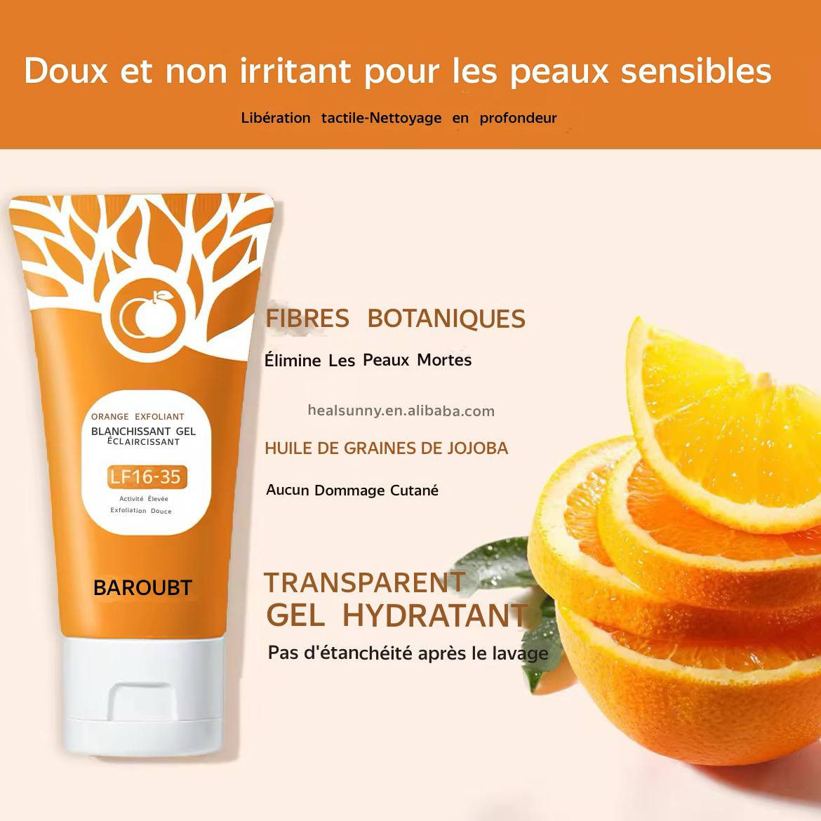 gel exfoliant éclaircissant à l’orange