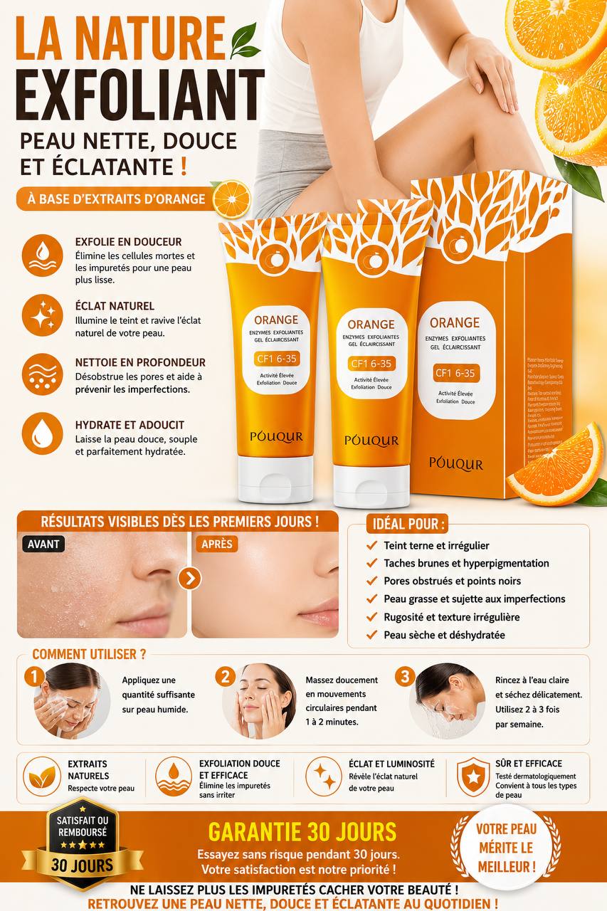 gel exfoliant éclaircissant à l’orange