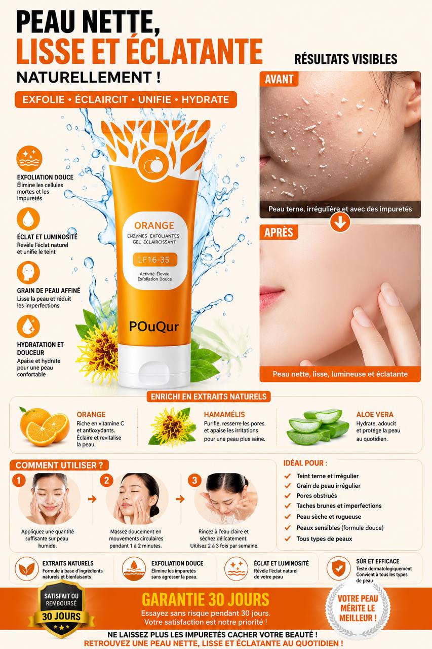 gel exfoliant éclaircissant à l’orange